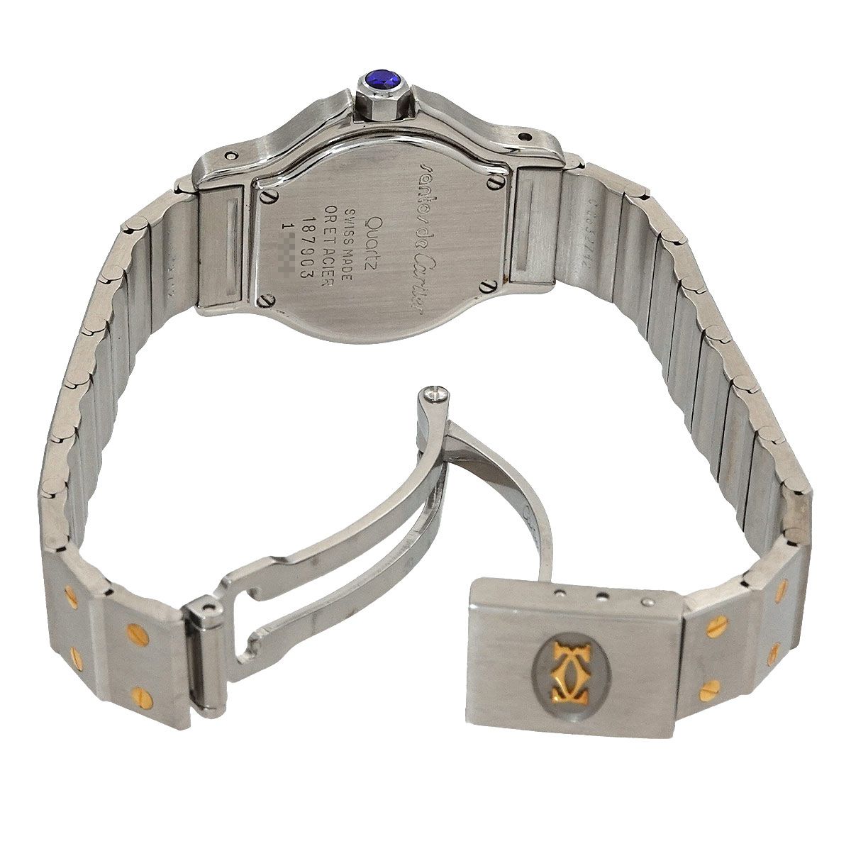  カルティエ Cartier サントスオクタゴンSM コンビ ヴィンテージ デイト アイボリー YG クォーツ Santos octagon 腕時計(クォーツ) 腕時計(アナログ)