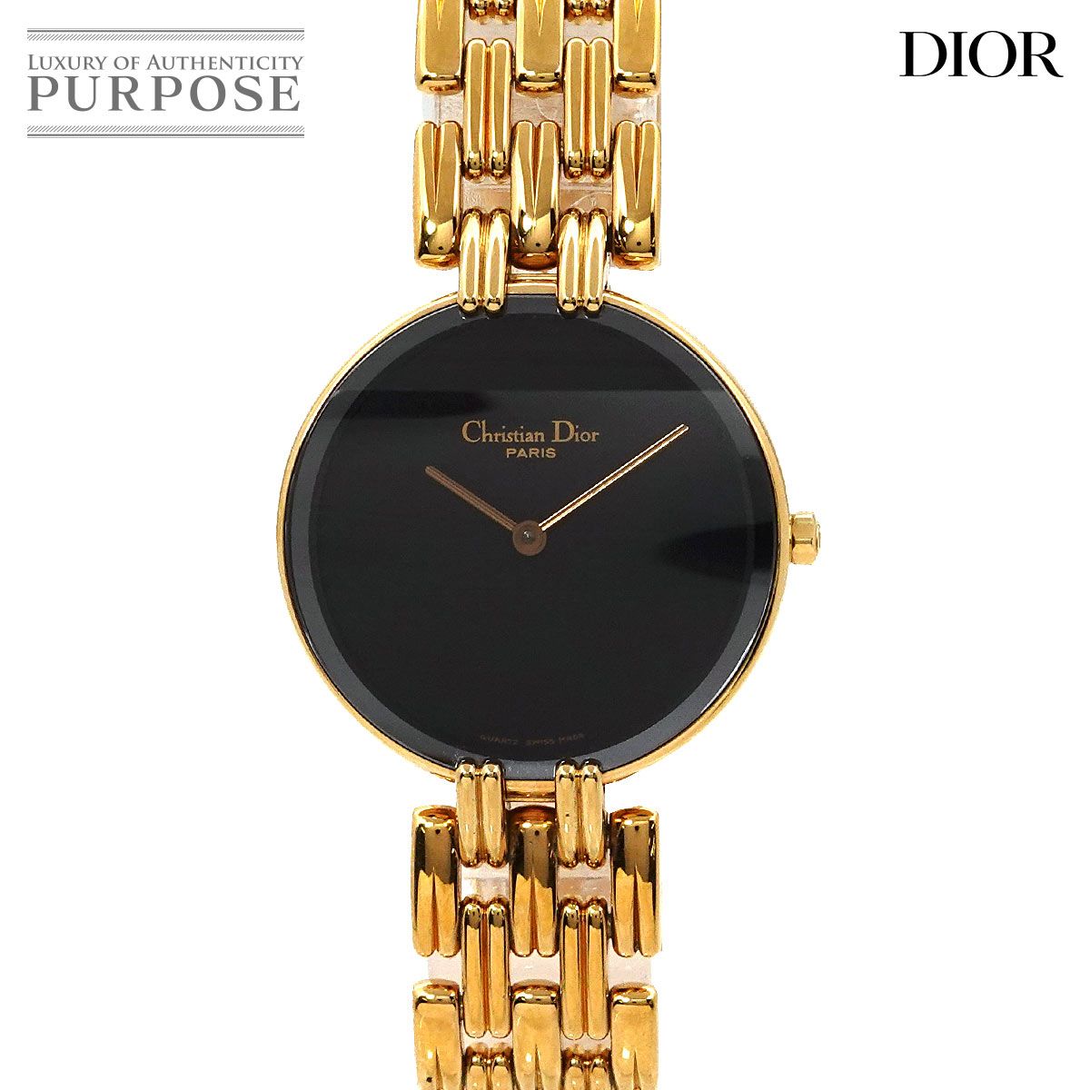 クリスチャン ディオール Christian Dior バギラ D46 154 4 ヴィンテージ レディース 腕時計 ブラック GP クォーツ Bagbeera 90301378