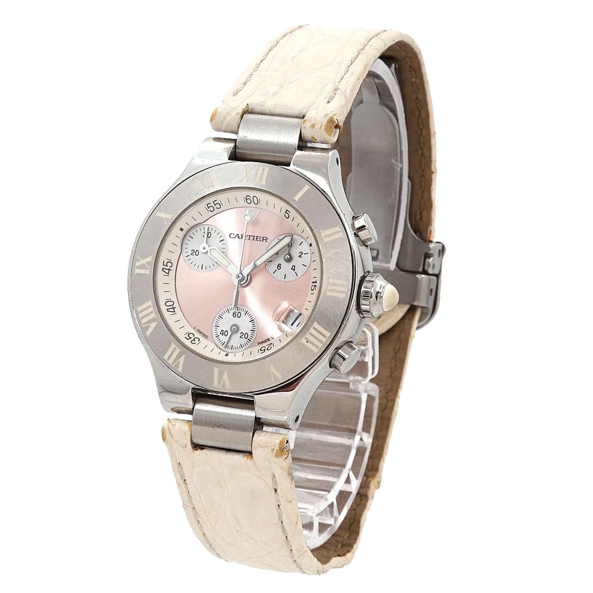 カルティエ Cartier マスト21 クロノスカフSM クロノグラフ レディース 腕時計 デイト クォーツ Must 21 Chronoscaph