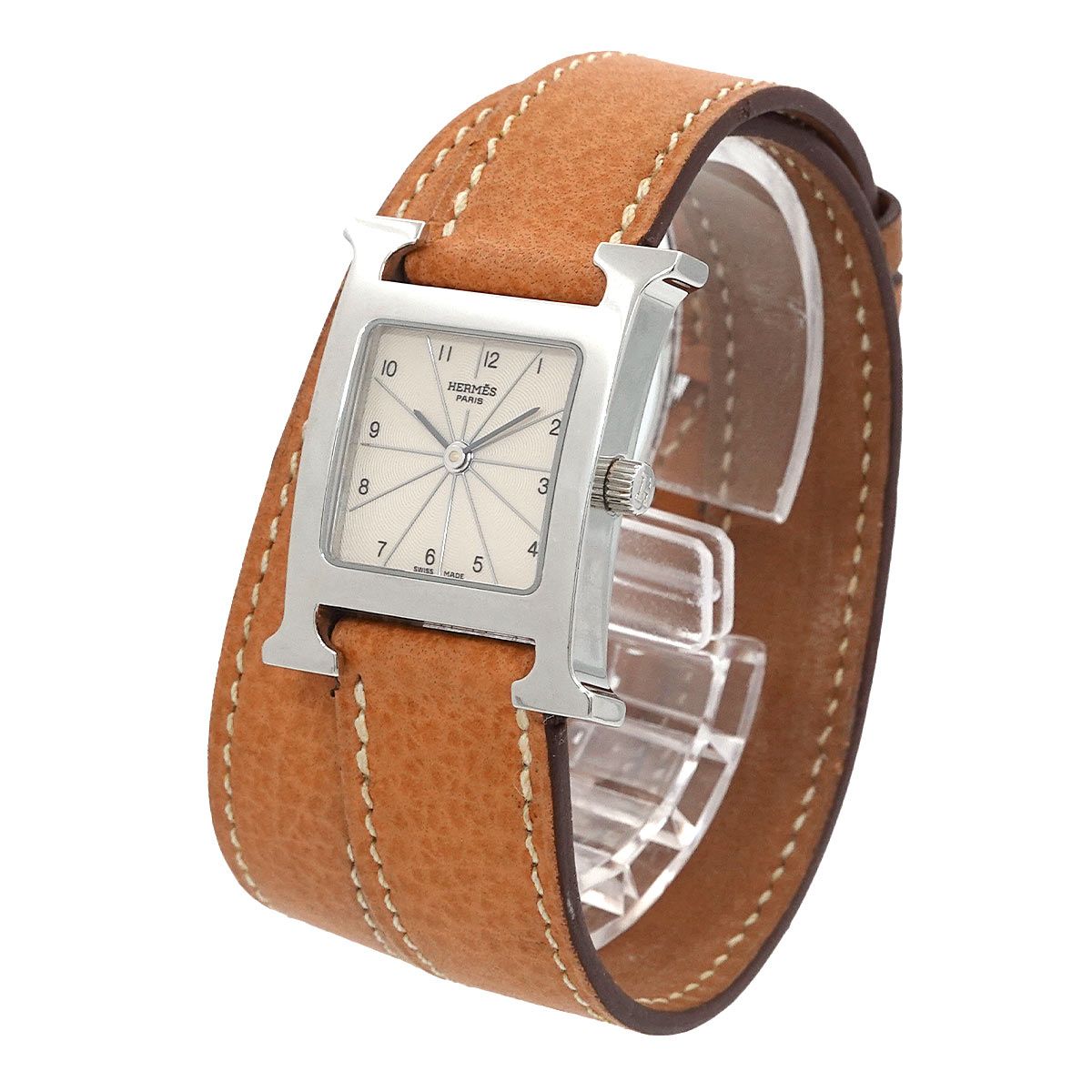  エルメス HERMES Hウォッチ ドゥブルトゥール HH 1 210 レディース 腕時計 アイボリー クォーツ ウォッチ 腕時計(クォーツ) 腕時計(アナログ)