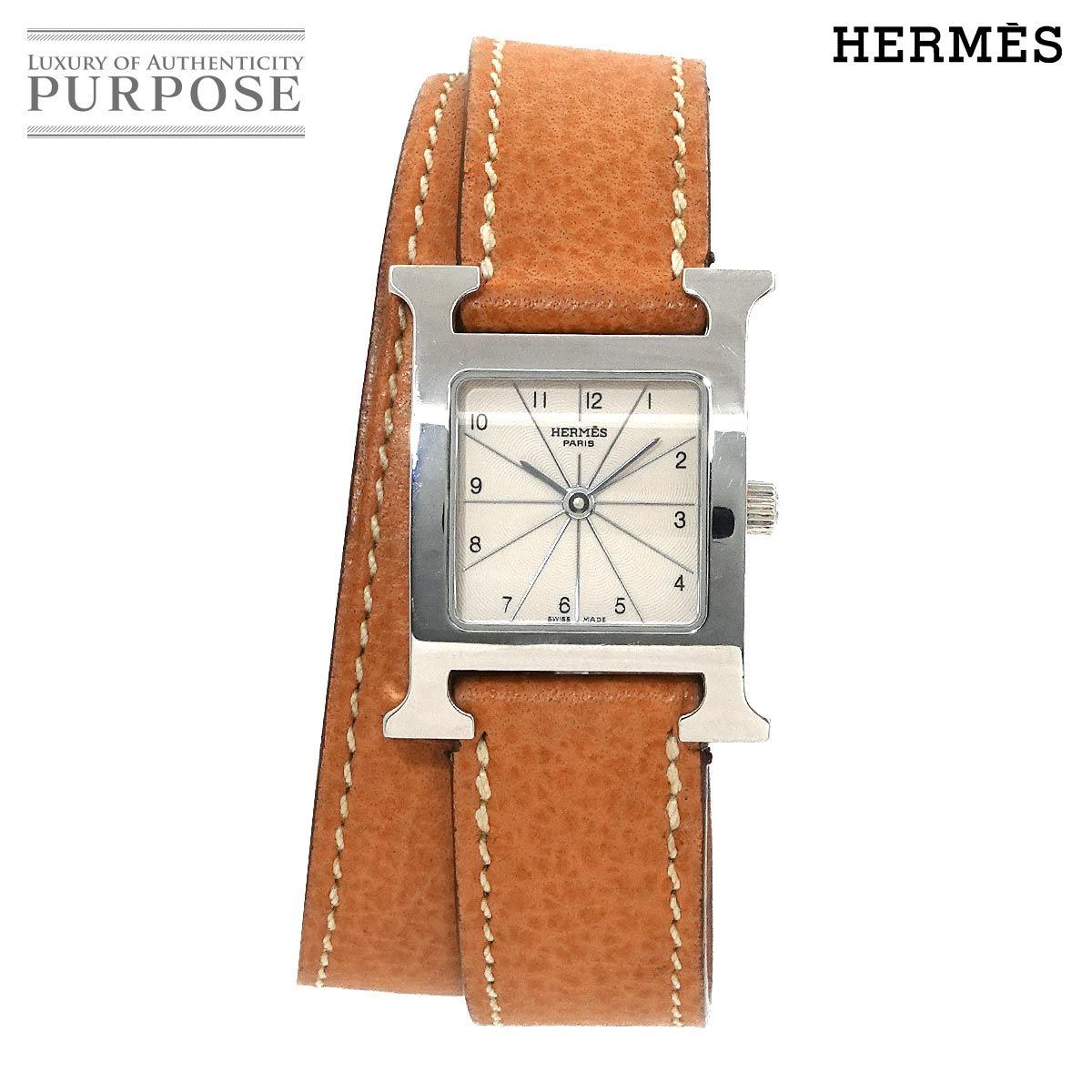エルメス HERMES Hウォッチ ドゥブルトゥール HH1 210 レディース 腕時計 アイボリー クォーツ ウォッチ 90301615