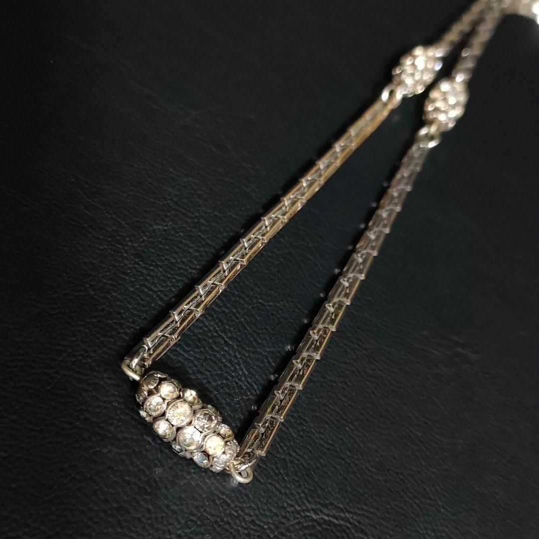 Dior ディオール ネックレス シルバー ラインストーンチャーム