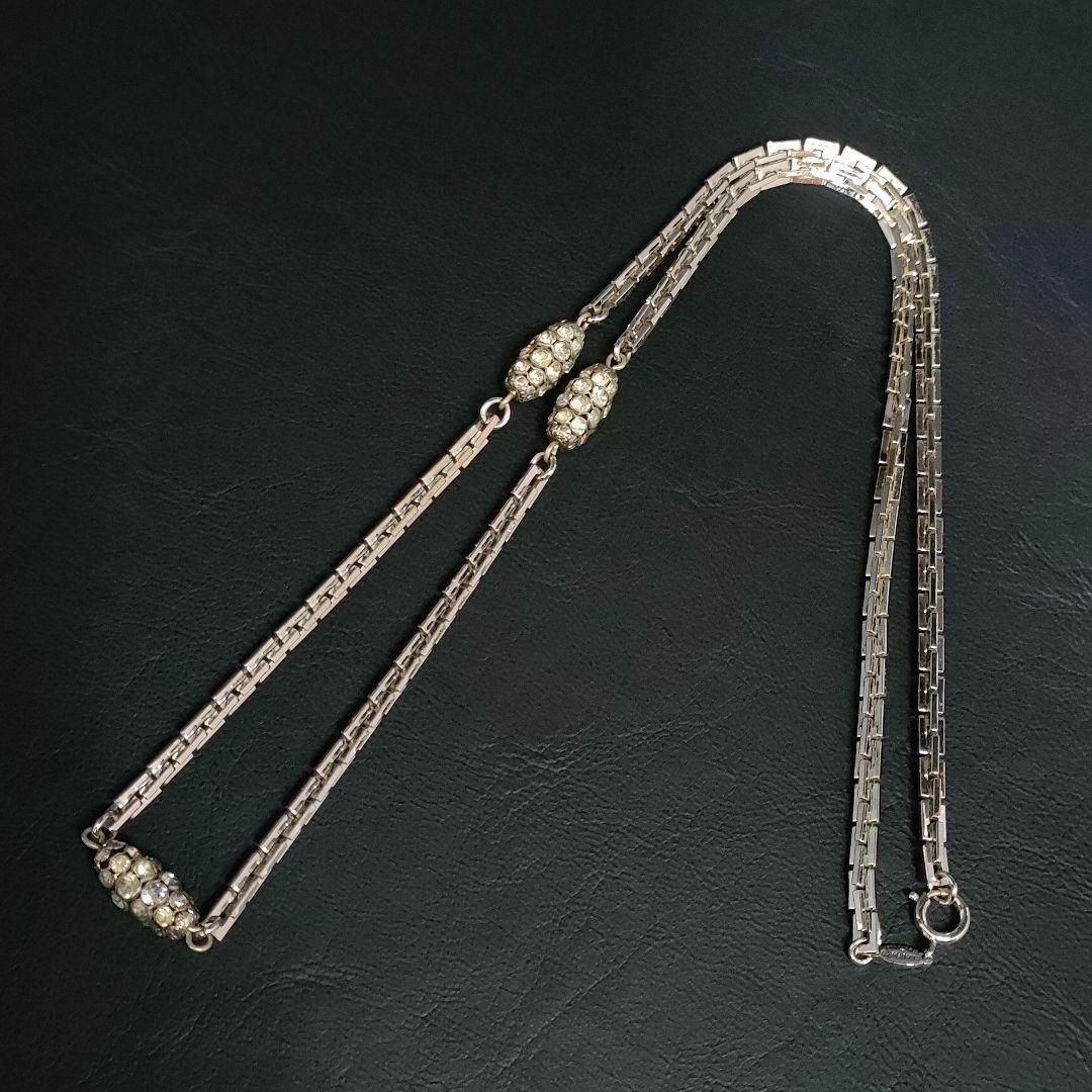 Dior ディオール ネックレス シルバー ラインストーンチャーム