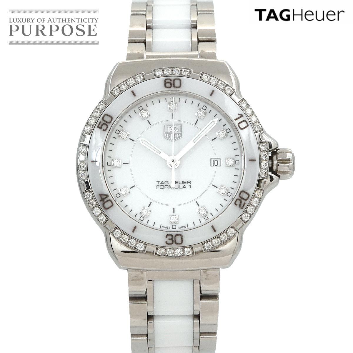 タグホイヤー TAG Heuer フォーミュラ1 WAH1313 レディース 腕時計 デイト 12P ダイヤ ベゼル ホワイト クォーツ Formula 1 90301963