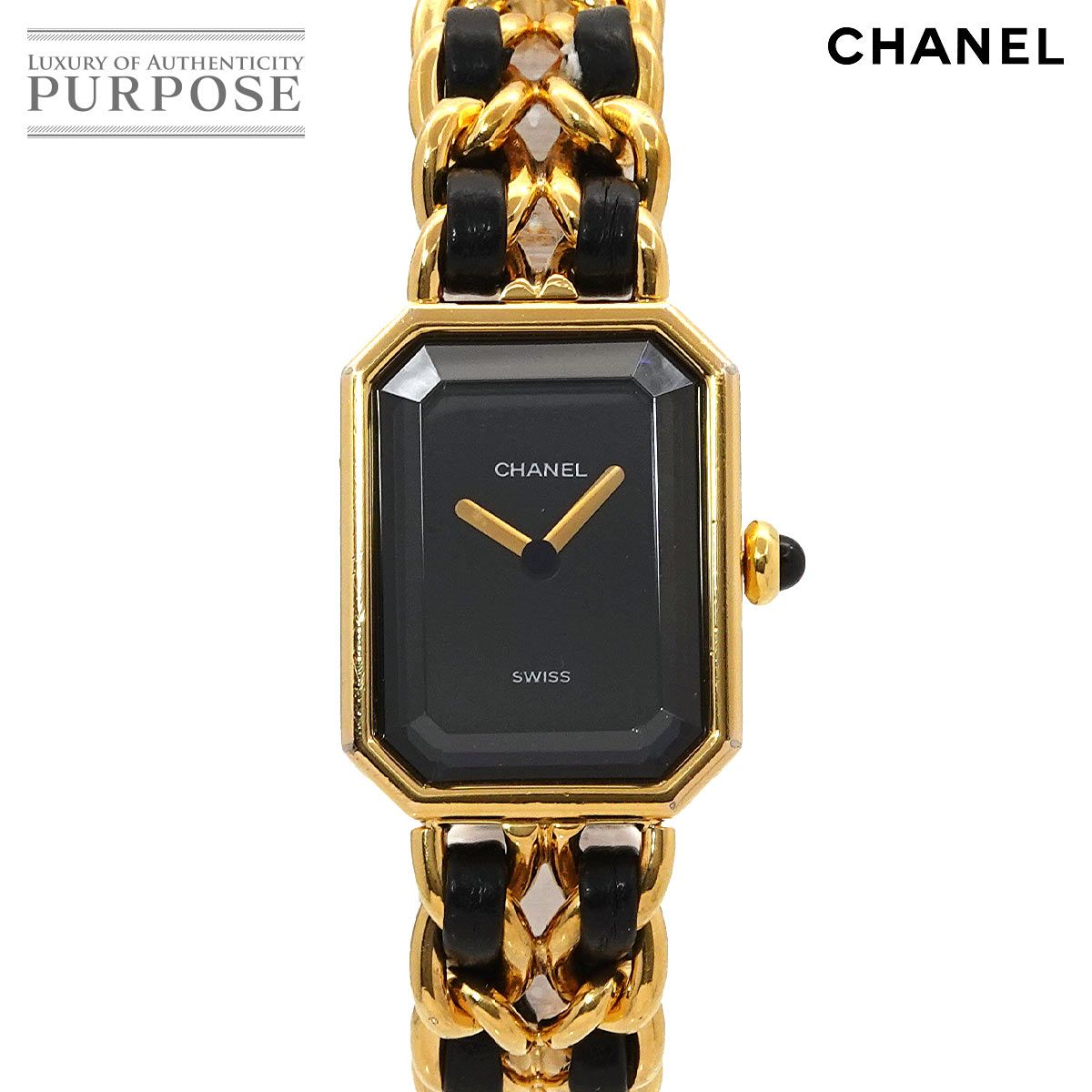 シャネル CHANEL プルミエール Sサイズ H0001 ヴィンテージ レディース 腕時計 ブラック ゴールド クォーツ ウォッチ 90302254
