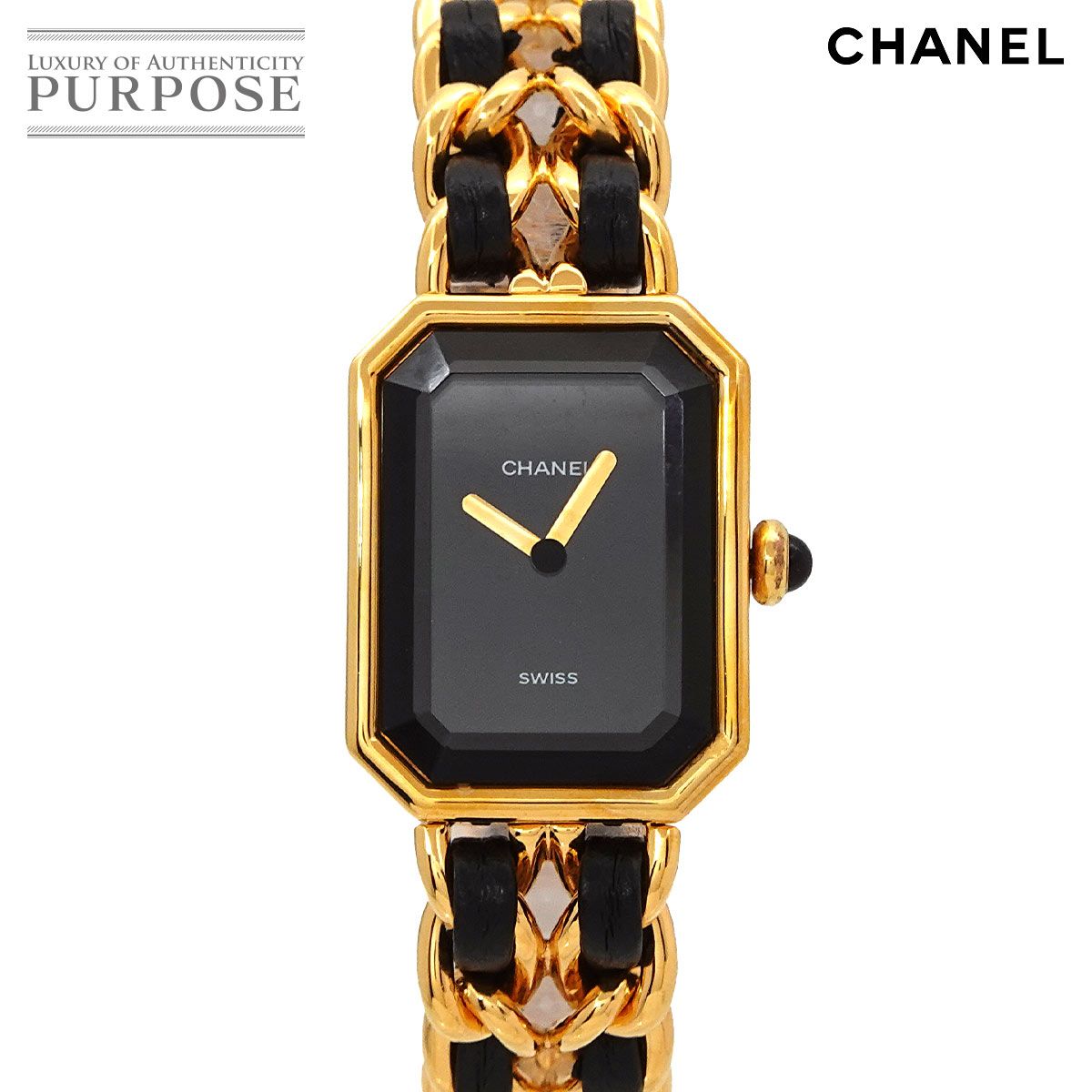 シャネル CHANEL プルミエール Sサイズ H0001 ヴィンテージ レディース 腕時計 ブラック ゴールド クォーツ ウォッチ 90302257