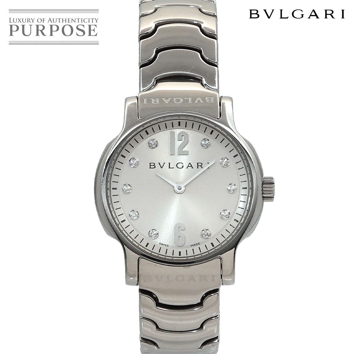 ブルガリ BVLGARI ソロテンポ ST29S レディース 腕時計 デイト 10P ダイヤモンド シルバー クォーツ ウォッチ Solo tempo 90302277