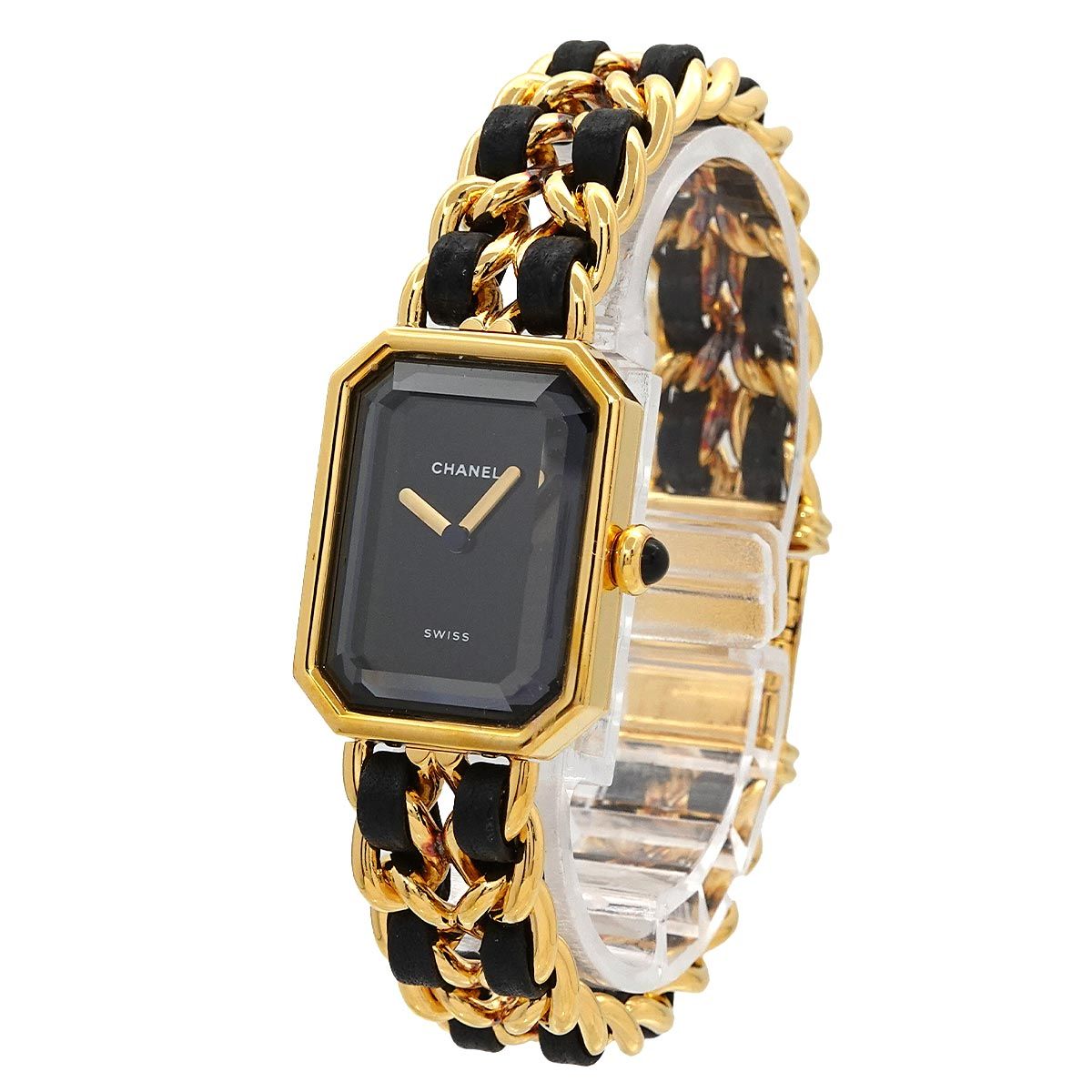 シャネル CHANEL プルミエール Lサイズ H 0001 ヴィンテージ レディース 腕時計 ブラック ゴールド ウォッチ Premiere