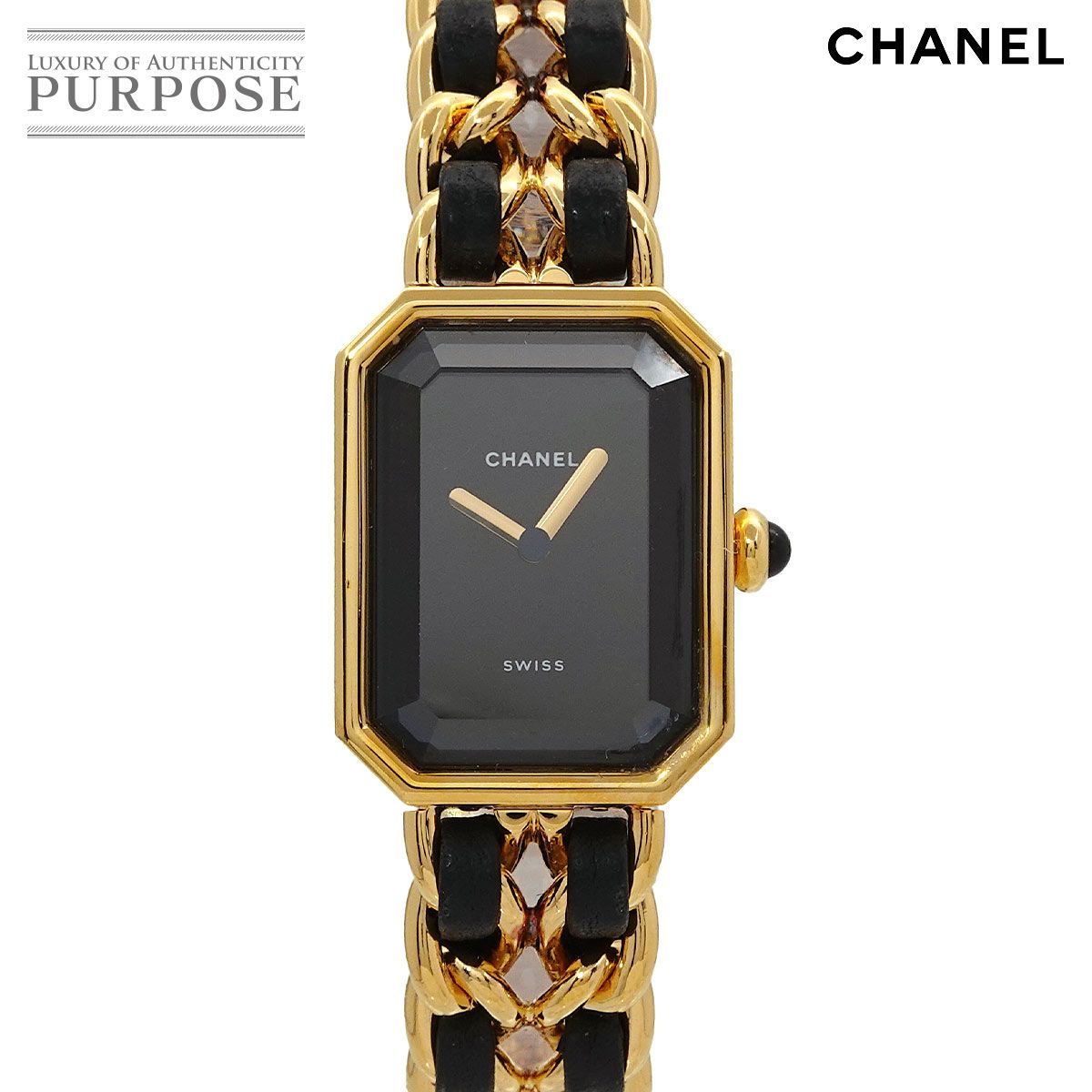 シャネル CHANEL プルミエール Lサイズ H0001 ヴィンテージ レディース 腕時計 ブラック ゴールド ウォッチ Premiere 90302305