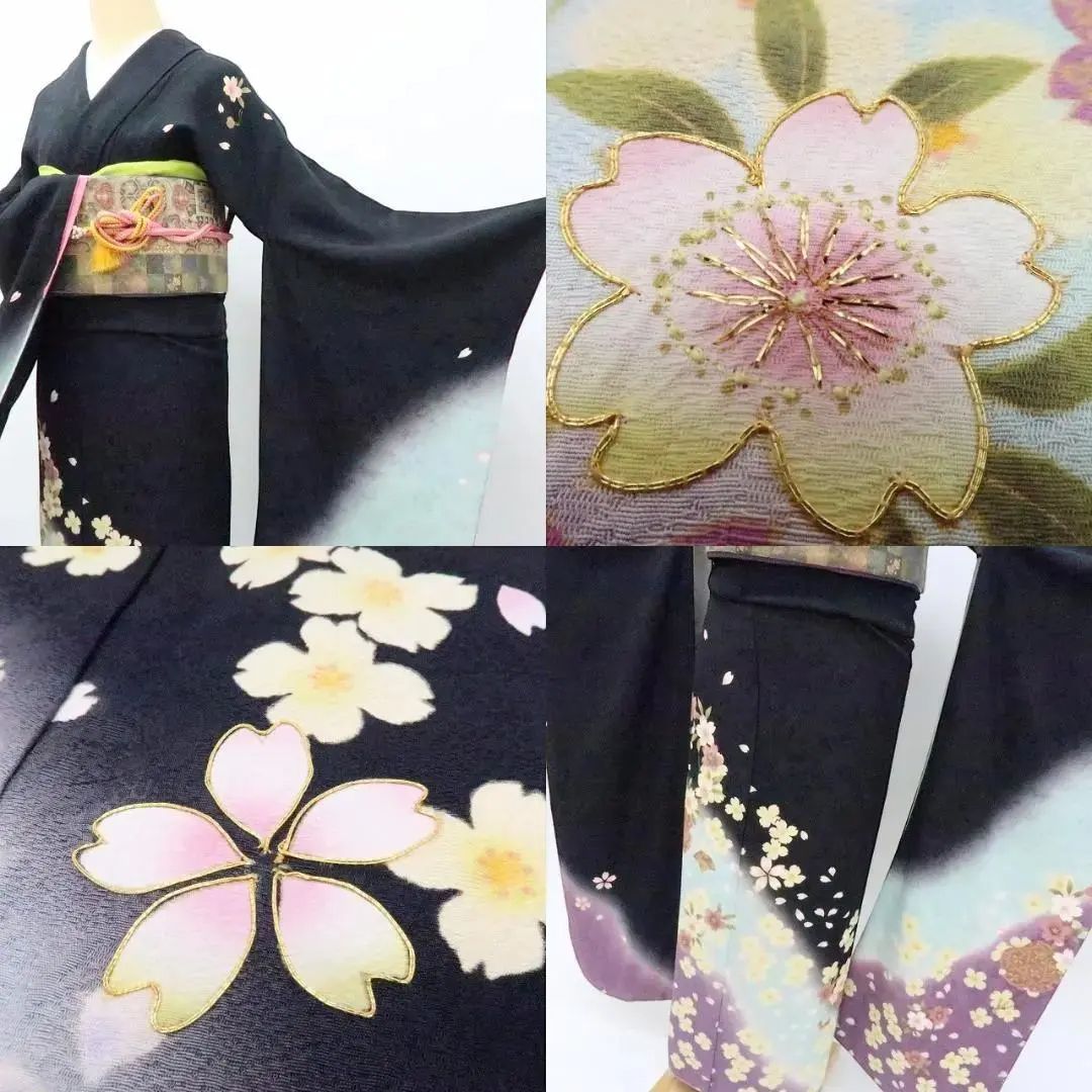 百華❀Y2476◇金駒刺繡 高級手縫い仕立て 成人式 トールサイズ 正絹