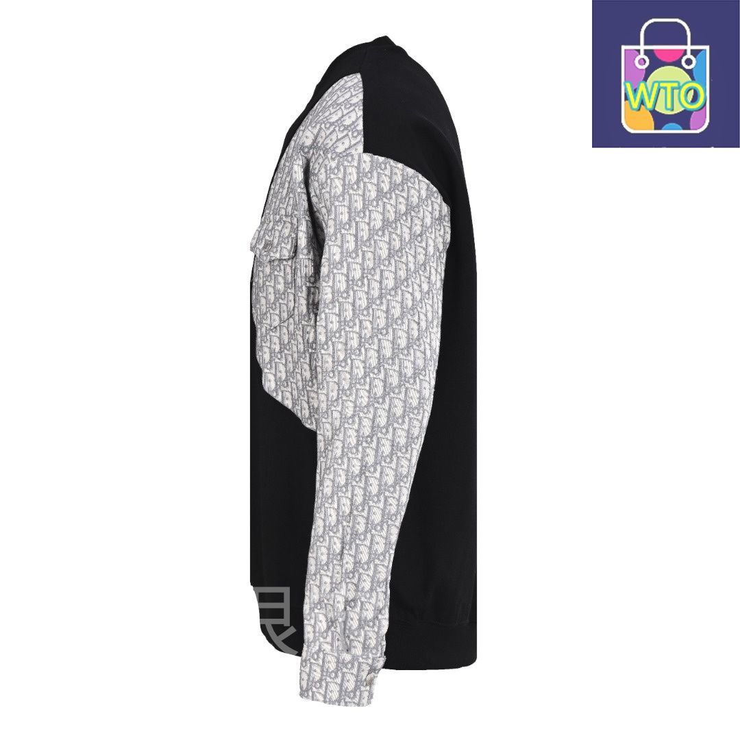 今日 Dior ディオール 刺繍接ぎ丸襟スウェットシリーズ オリジナル柄綿布接ぎ素材アウター トップス