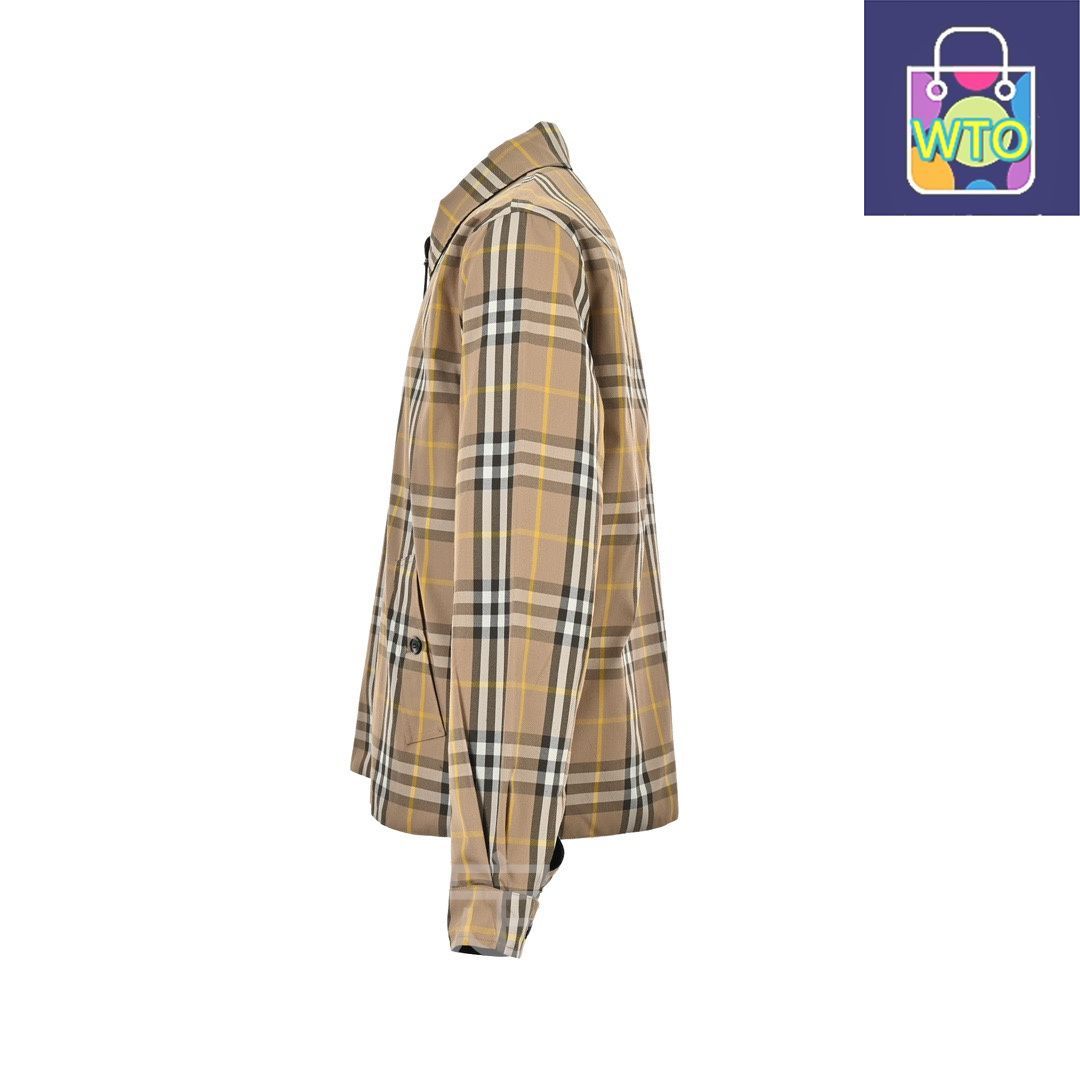 今日 Burberry バーバリー チェック柄両面着用ジャケットシリーズ トリュフ 混紡コットン 対格定位アウター トップス
