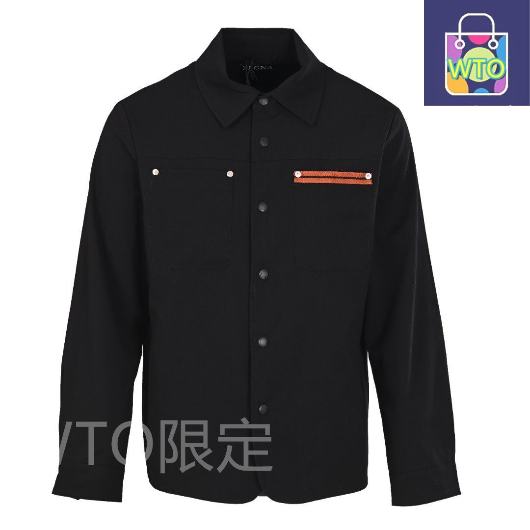 今日 Zegna ゼニア ボタンシャツ ジャケットシリーズ 地紋ロゴ 軽量保温 黒 米白アウター トップス