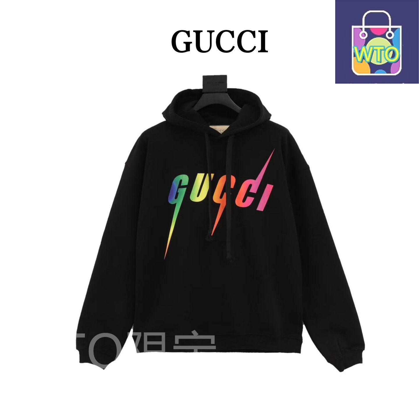 今日 GUCCI グッチ 稲妻プリントフードウェアシリーズ 重厚毛圈ニットコットン 高精細ホットメルト印刷アウター トップス