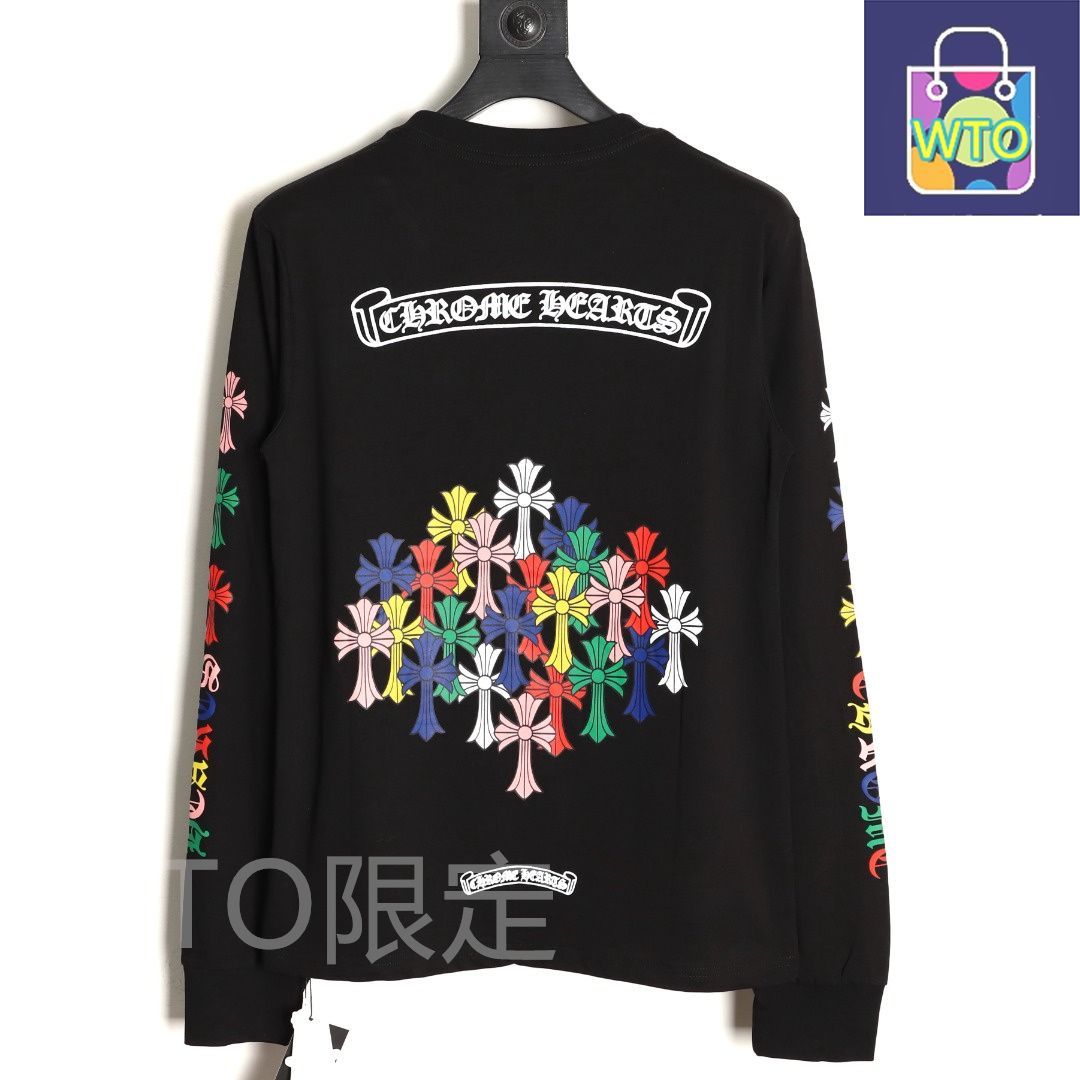 今日 Chrome Hearts クロムハーツ スクロールプリント長袖Tシャツシリーズ 高密度高克重柔らかい素材アウター トップス
