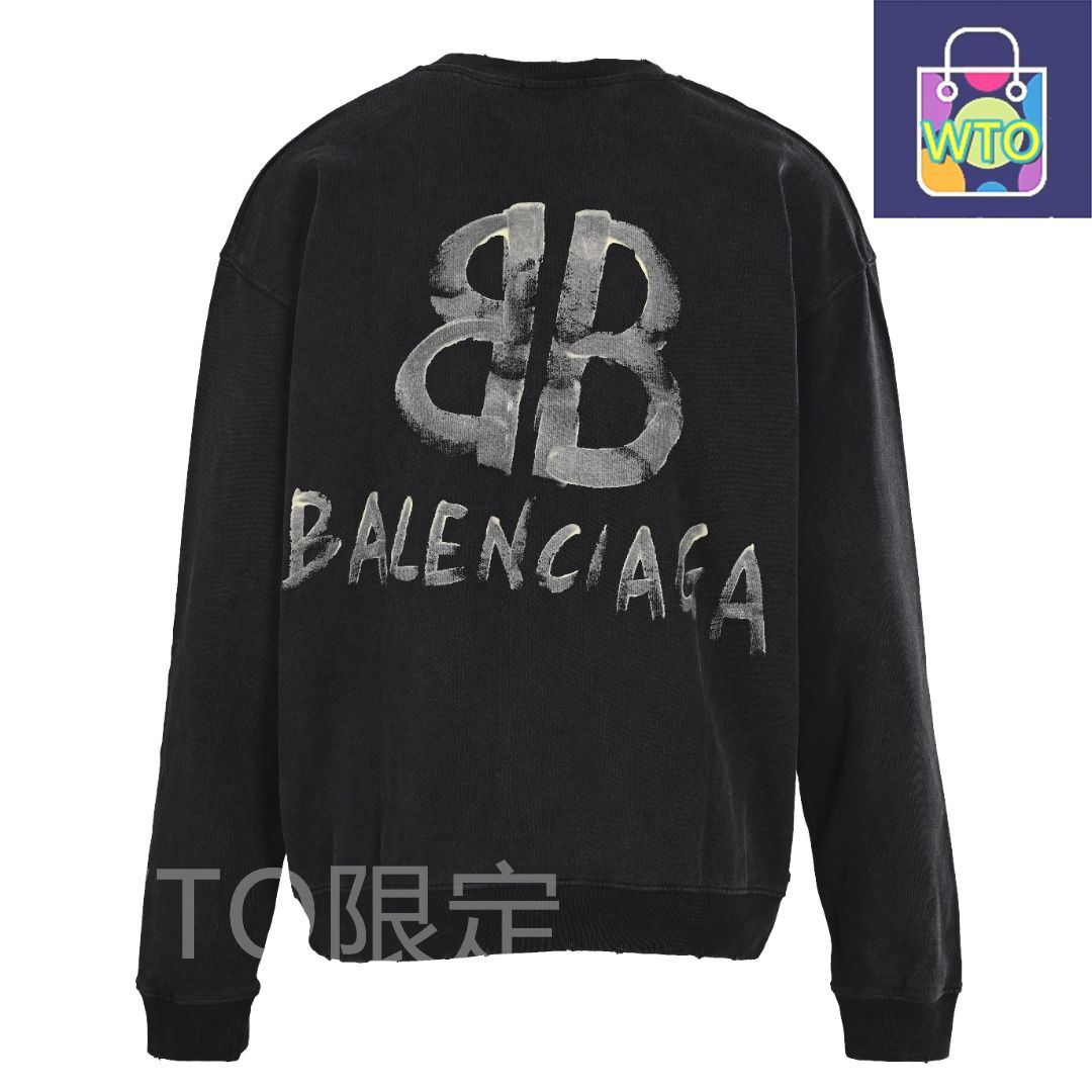  今日 Balenciaga バレンシアガ 手描き夜光プリント丸襟スウェットシリーズ 新疆高品質綿素材アウター トップス トップス バレエ
