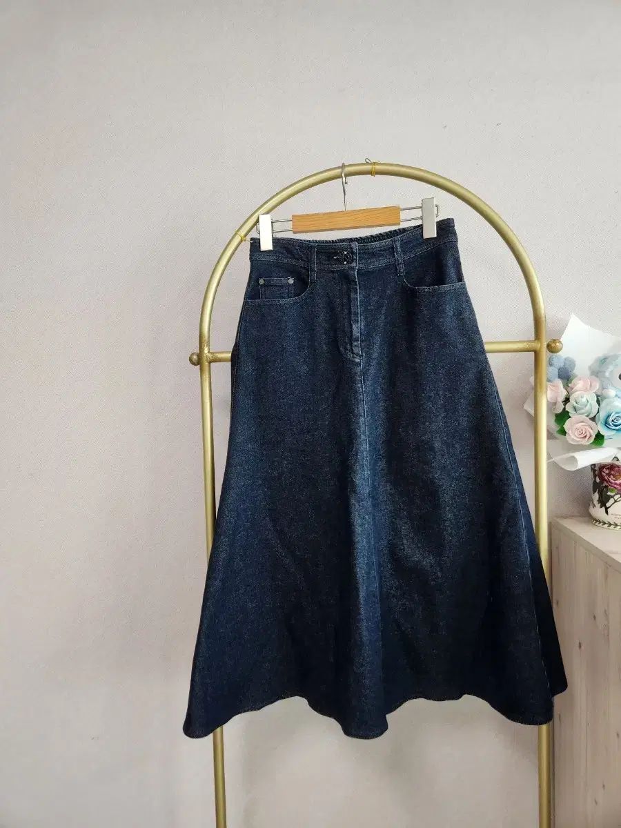 THE HANDSOME レット デニム Aライン ロング スカート