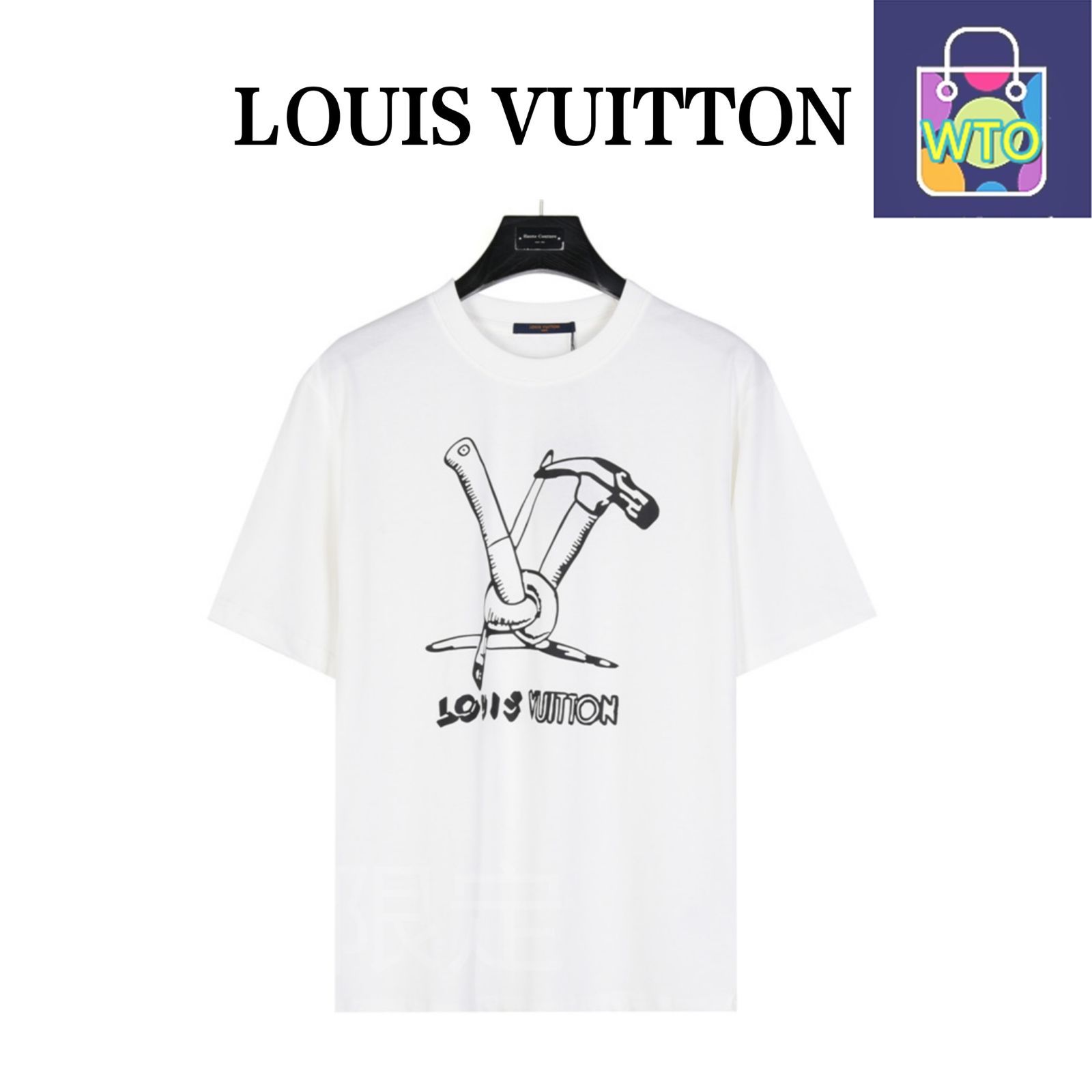 今日 Louis Vuitton ルイヴィトン ハンマーツール柄半袖Tシャツシリーズ 柔らかく薄手素材アウター トップス