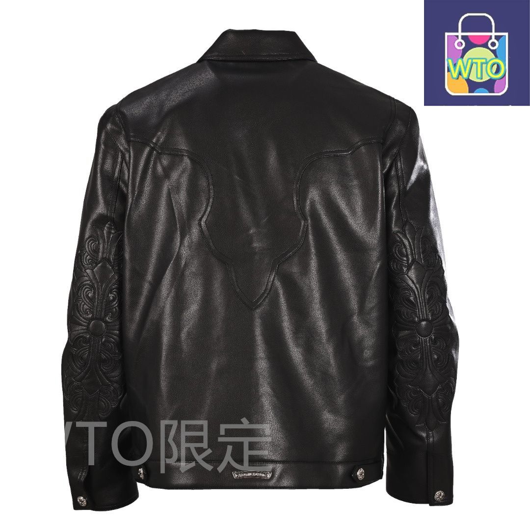 今日 Chrome Hearts クロムハーツ 腕大刺繍レザージャケットシリーズ 黒リザード柄本革アウター トップス