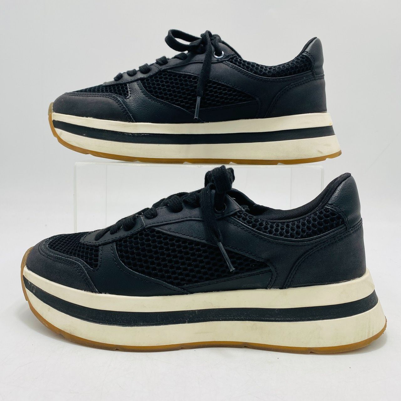 ZARA ザラ 厚底スニーカー プラットフォーム メッシュ 切替 38 24.5cm 