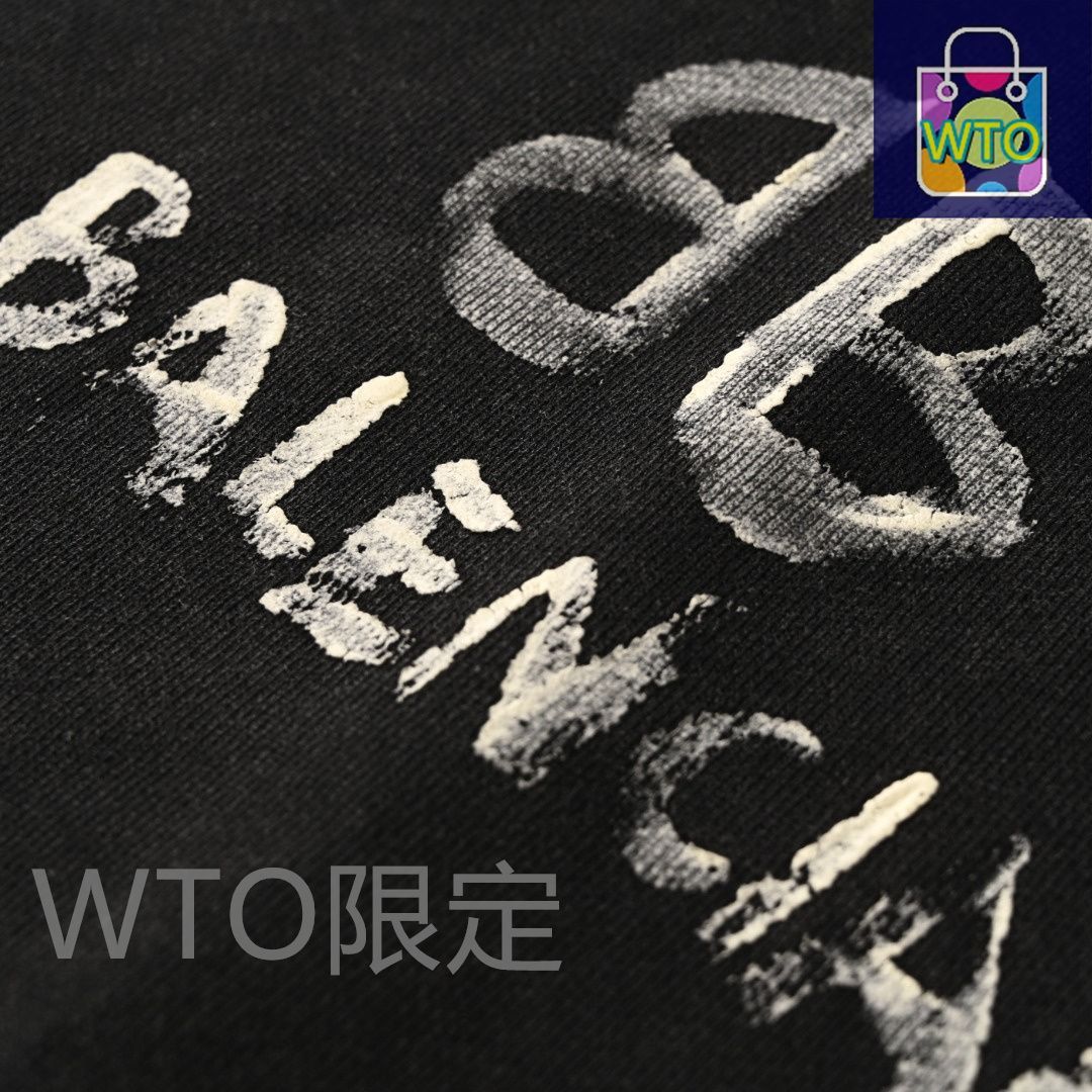 バレンシアガ 手描き夜光プリント丸襟スウェットシリーズ