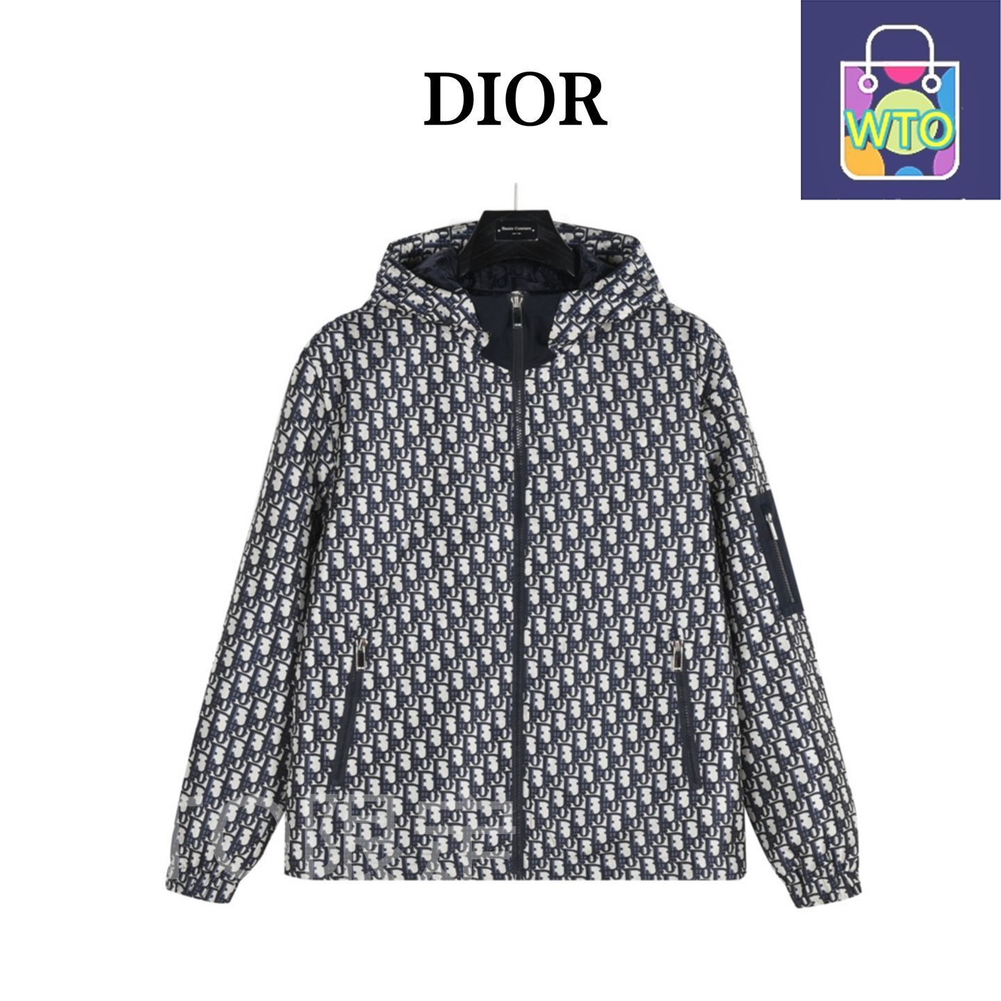 今日 Dior ディオール オールプリントレガシー柄腕ジッパーポケットフードジャケットシリーズ 軽量保温素材アウター トップス