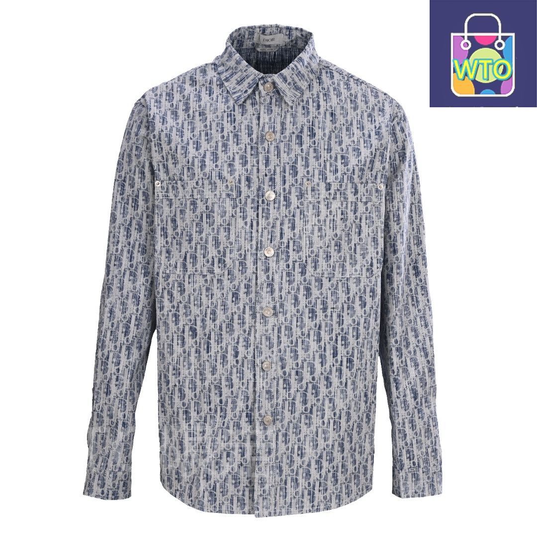 今日 Dior ディオール 満印レザープリントデニムシャツコートシリーズ 独自開発アルミボタン防錆アウター トップス