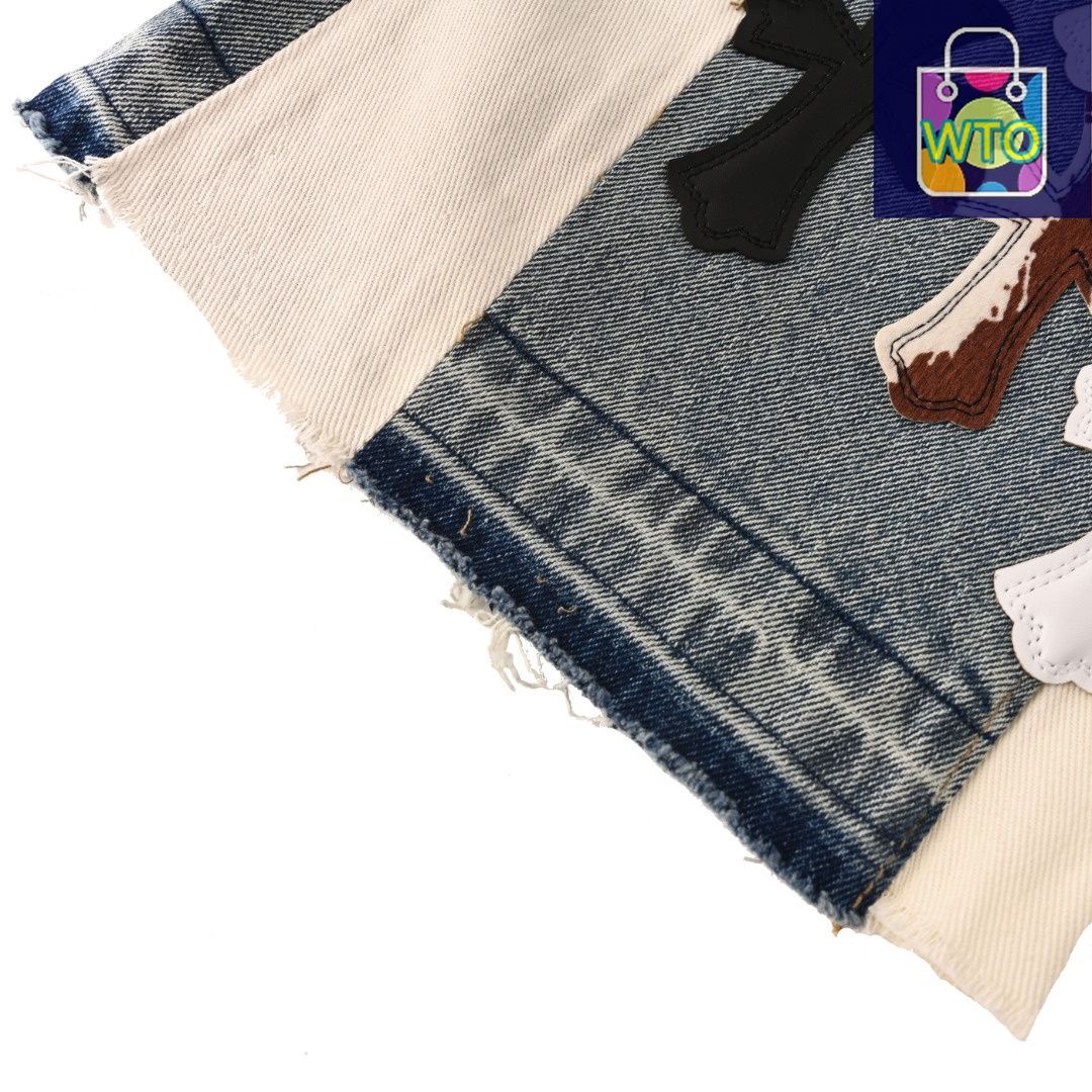 クロスレザー貼りデザインパンツ