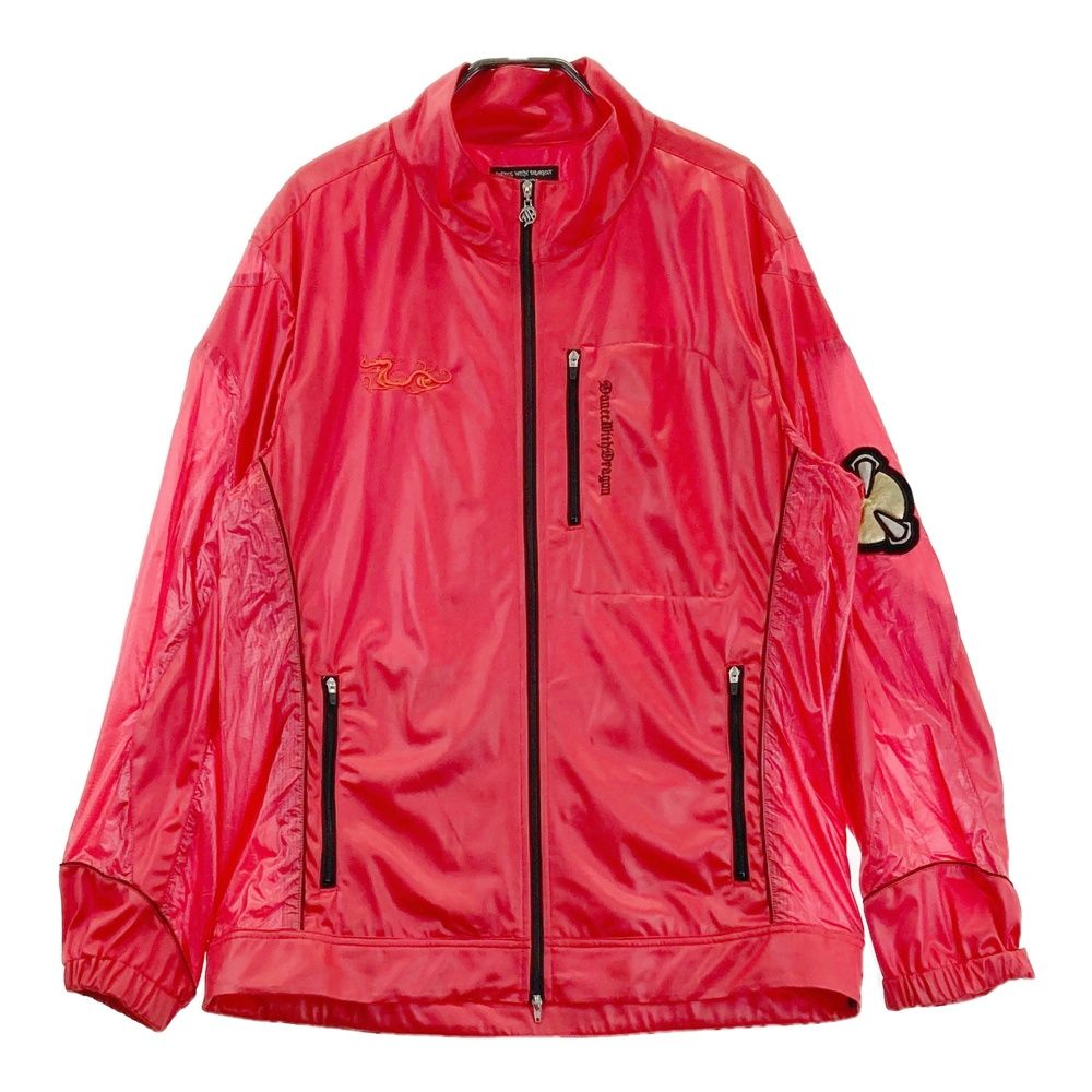 サイズ 3 DANCE WITH DRAGON ダンスウィズドラゴン ナイロン ジップジャケット ドラゴン刺繍 レッド系 240101557729 ゴルフウェア メンズ ストスト