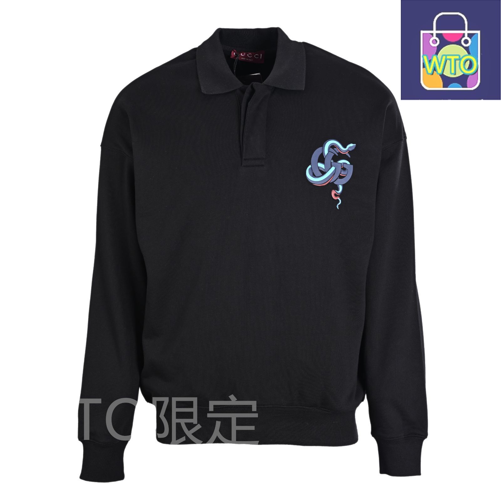 今日 Gucci グッチ 蛇年 蛇柄プリントカットソーPOLOスウェットシリーズ 420g魚鱗布凹凸プレス加工アウター トップス