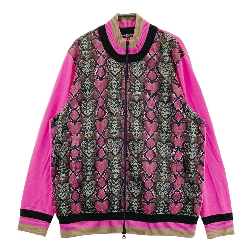 サイズ 4 DANCE WITH DRAGON ダンスウィズドラゴン 切替 ニットジップジャケット 総柄 ピンク系 240101558188 ゴルフウェア メンズ ストスト