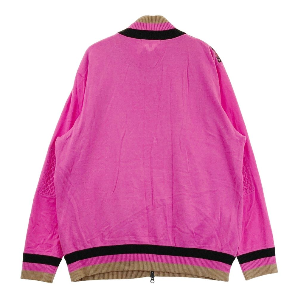 サイズ 4 DANCE WITH DRAGON ダンスウィズドラゴン 切替 ニットジップジャケット 総柄 ピンク系 ゴルフウェア メンズ ストスト