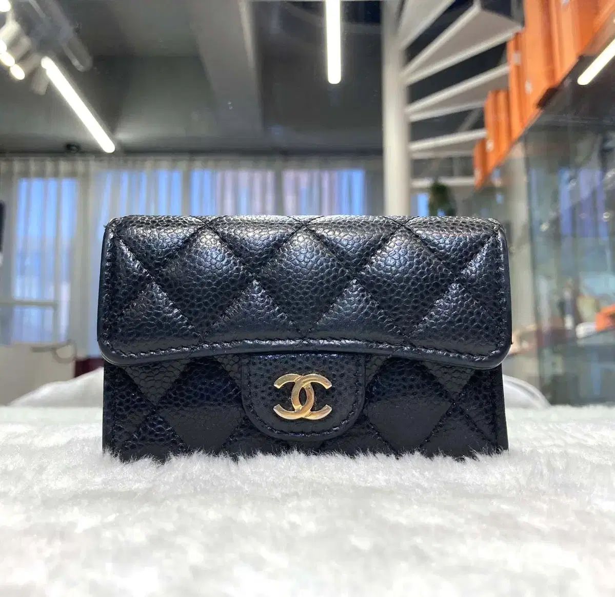 シャネル キャビア カードウォレット ブラック 25番台 -H110802