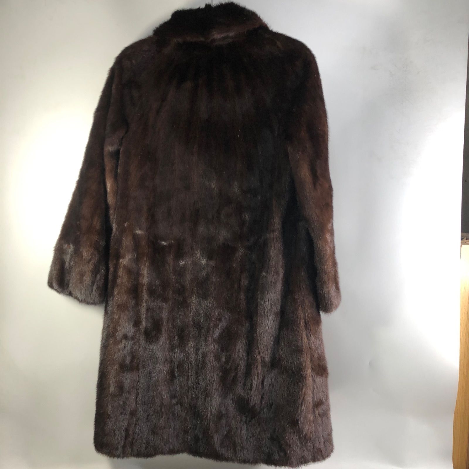 A1112-24-8 MITSUKOSHI 三越 ミンク レディースファーコート レディースロングコート ダークブラウン 9号サイズ