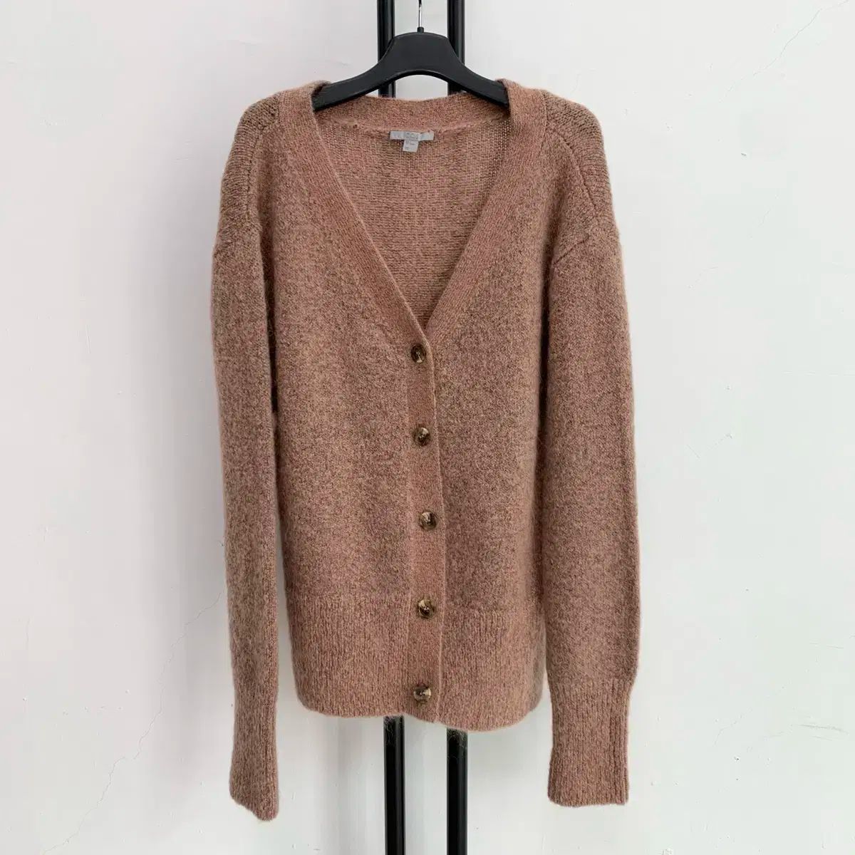 COS ピンク Vネック モヘア カーディガン