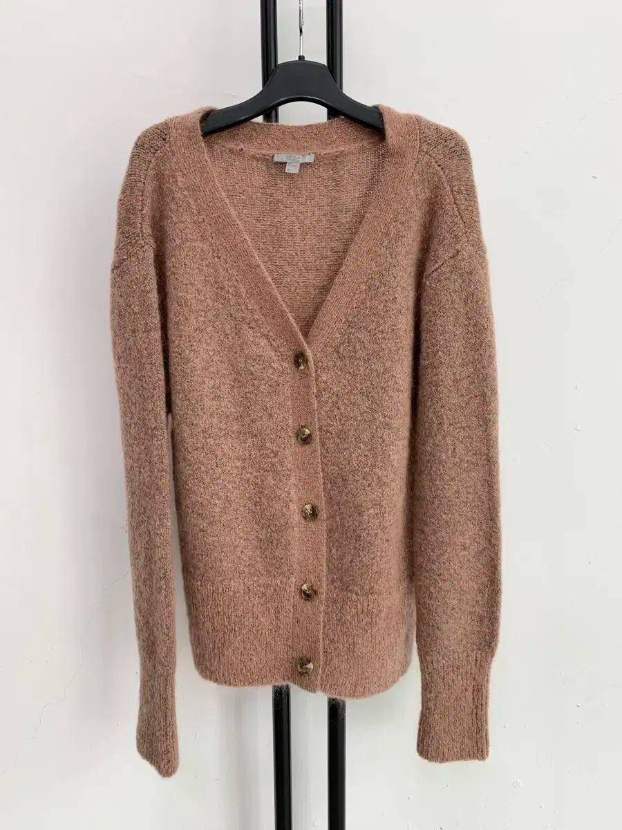 COS ピンク Vネック モヘア カーディガン