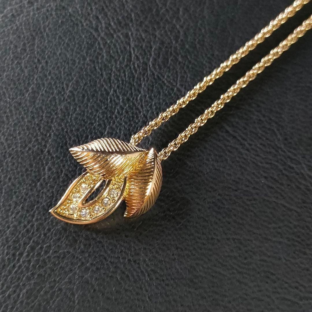 Dior ディオール ネックレス リーフ 葉 ゴールド ラインストーン