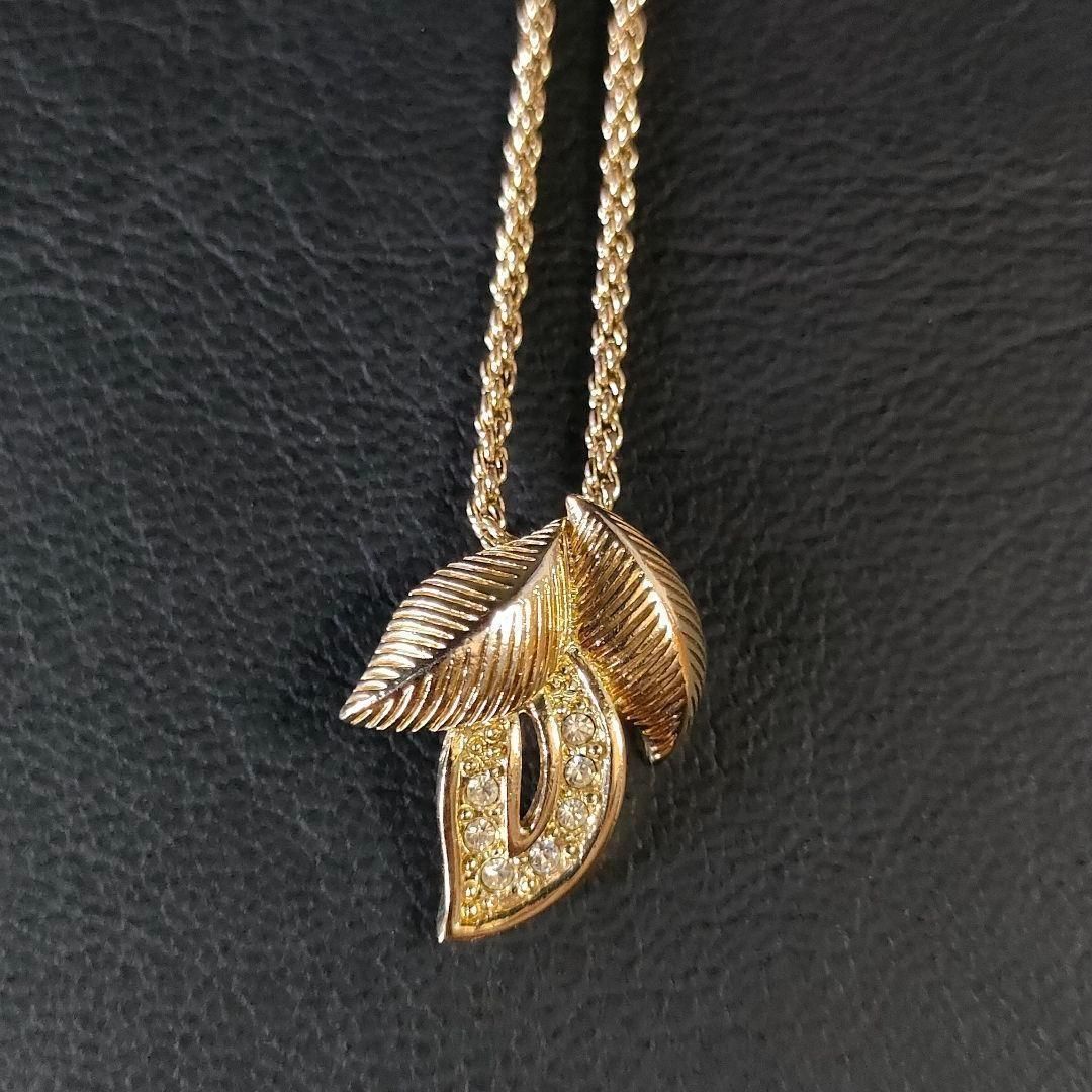 Dior ディオール ネックレス リーフ 葉 ゴールド ラインストーン