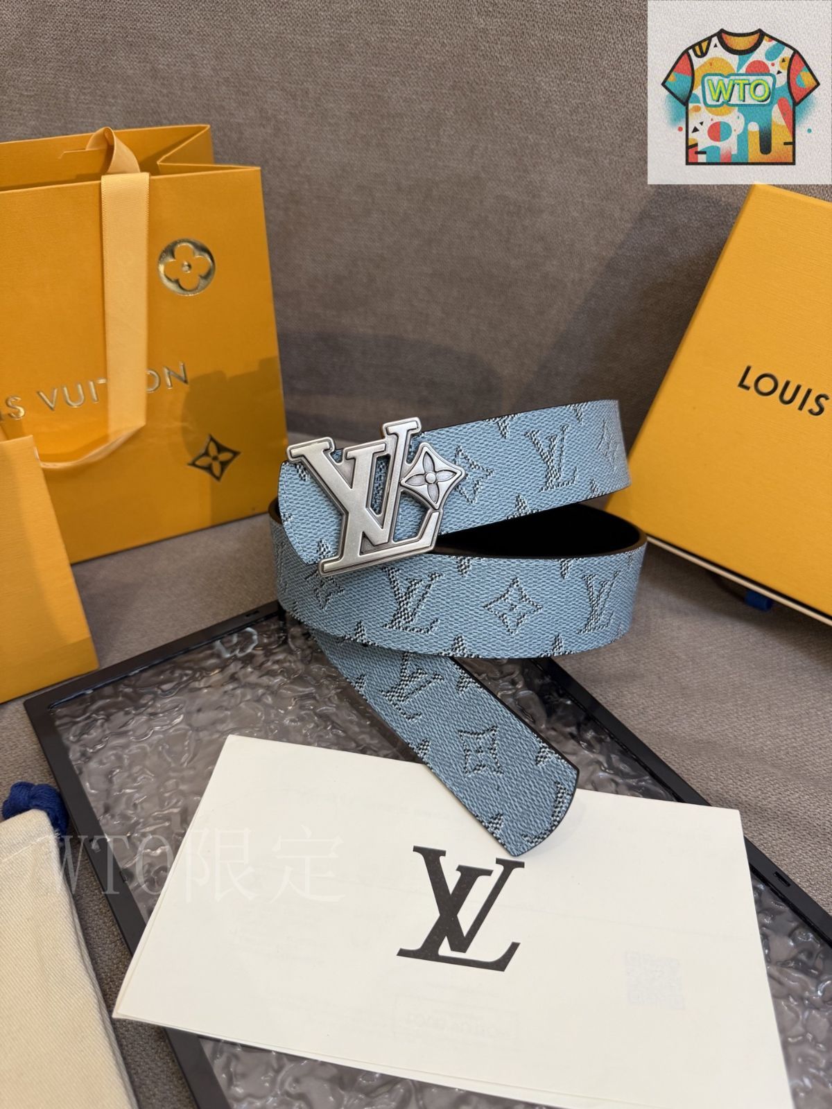 WTO通販 Louis Vuitton ルイヴィトン Dimension リバーシブルベルト WTO輸入 VCJ 51 上下セット デニムシャツ