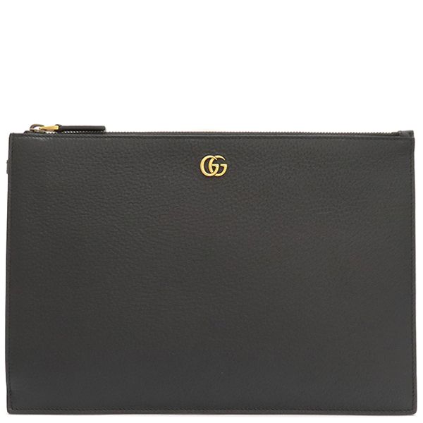 グッチ GUCCI クラッチバッグ GGマーモント レザー ブラック ゴールド金具 黒 セカンドバッグ ポーチ 475317 箱