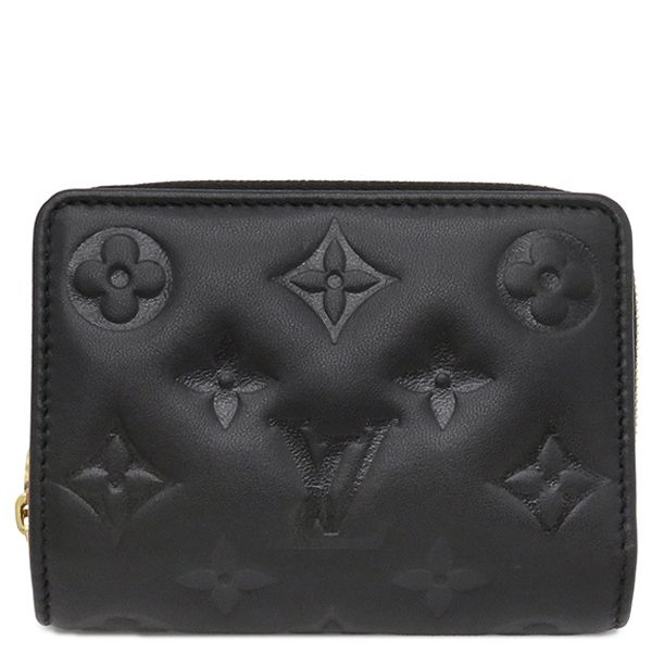 ルイヴィトン LOUIS VUITTON 二つ折り財布 ポルトフォイユ ルー レザー ラムレザー ブラック ゴールド金具 ミニ財布 黒 クッサン M 81599 RFID