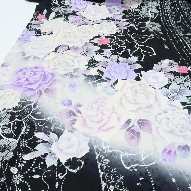 百華❀Y2885◇美品 正絹 銀糸刺繡 高級手縫い仕立て 薔薇 トールサイズ