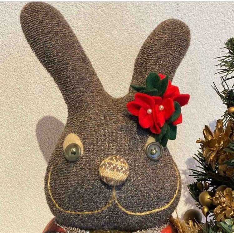 ミナペルホネンはぎれとハリスツィード使用 ハンドメイドのうさぎぬいぐるみ