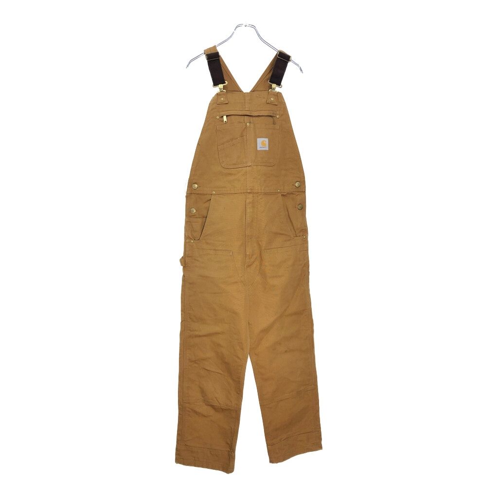 00年代 Carhartt カーハート ダック ダブルニー ビブオーバーオール ブラウン メンズ W32 L32 古着 V8123
