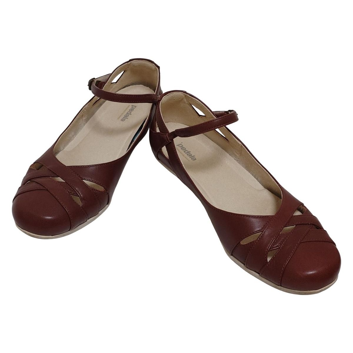 pedala ペダラ フラットシューズ 23 1 2 EE レディース - ダークブラウン レザー