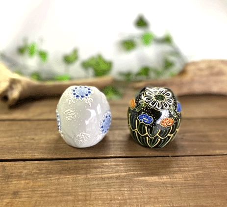 メーカー直送 九谷焼 ペアフクロウ ふくろう 白盛＆黒盛 2 2号 幸運 置物 デコ盛