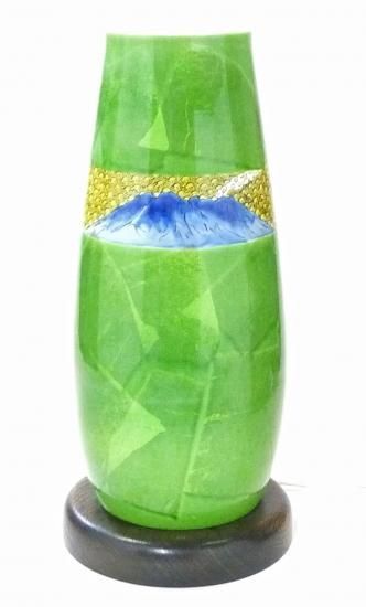 メーカー直送 九谷焼 ランプシェード 銀彩ミドリ 桜島 インテリア Kutani Hyakkaen lamp shade