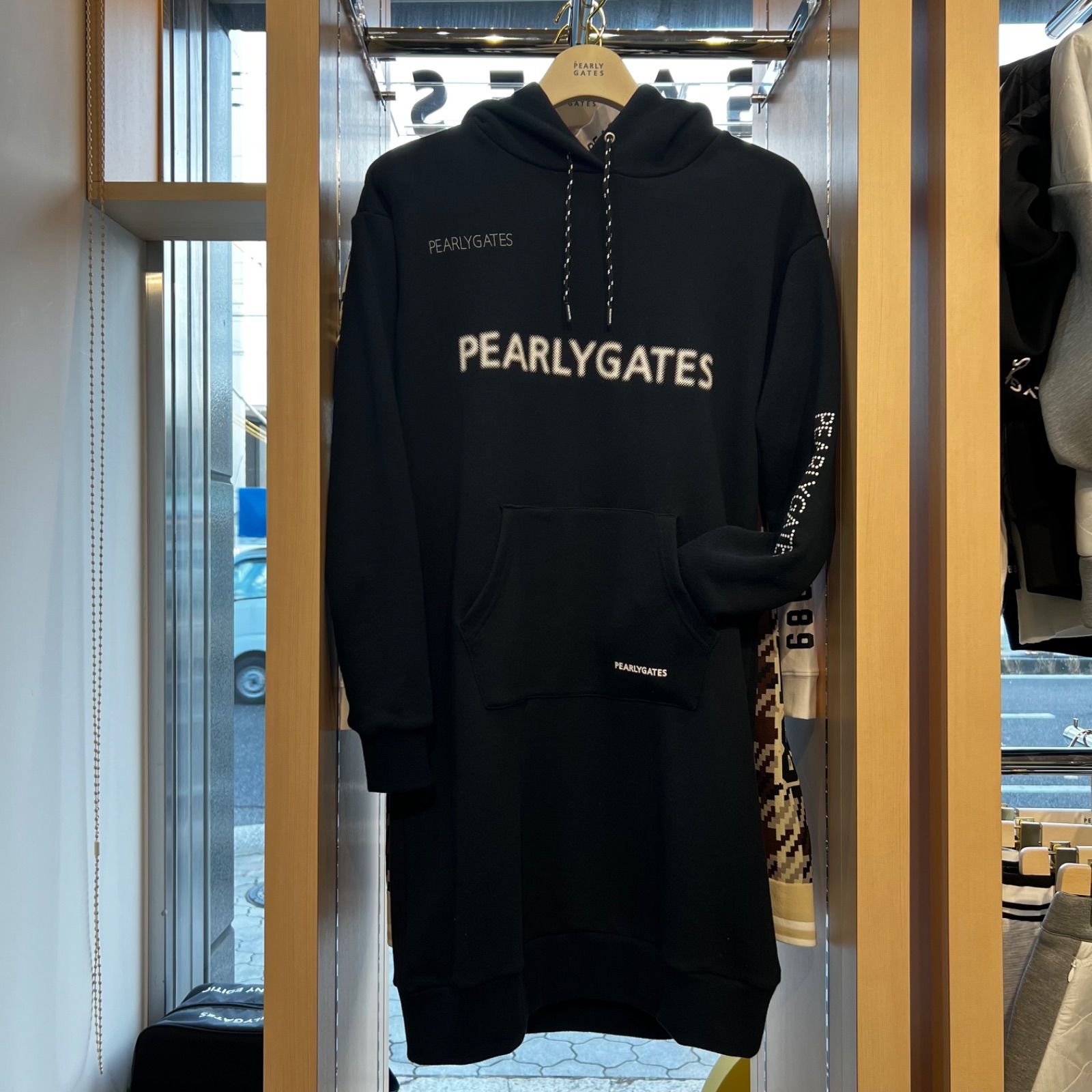 PEARLY GATES ジグザグ裏毛ジャガードスウェットフーディワンピース サイズ１ M