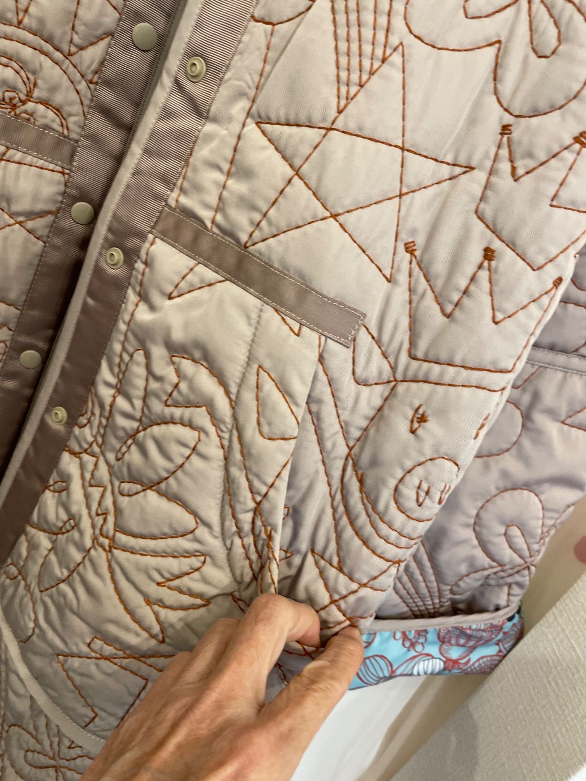 サマンサモスモス ベロアキルトジャケット ベージュ 美品2024 リボン