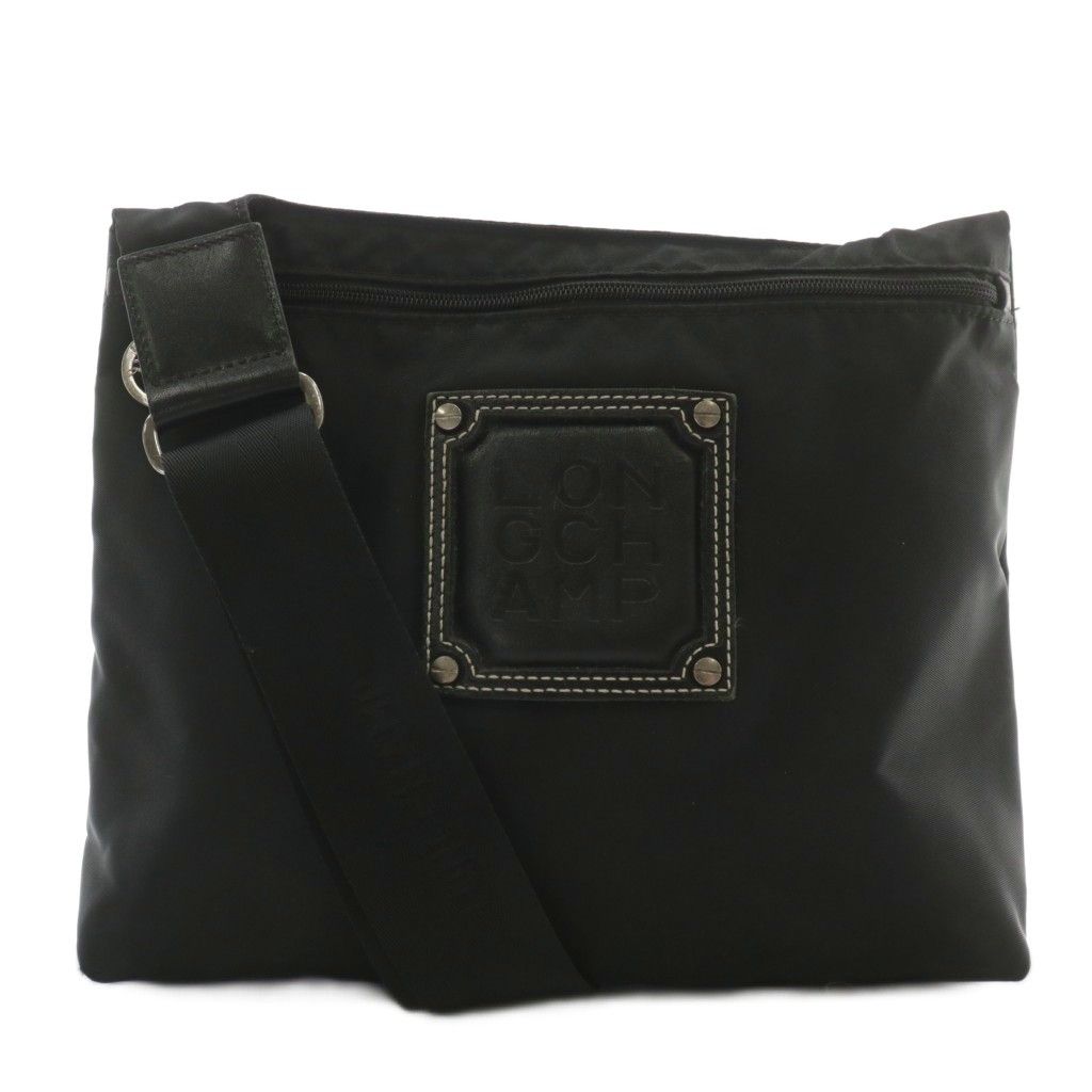 ロンシャン LONGCHAMP ショルダーバッグ ナイロン レザー ロゴ 黒 ブラック XZ GY18